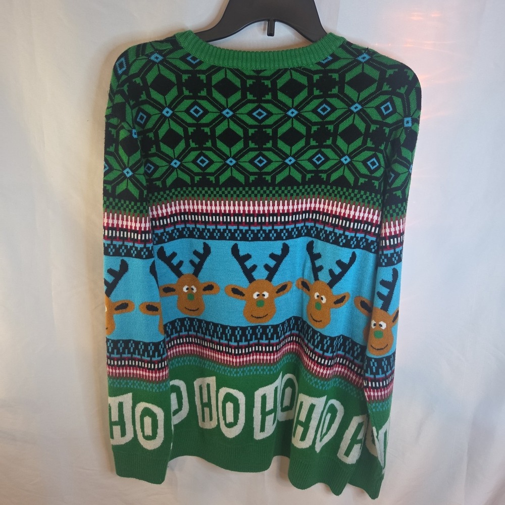 Ugly Christmas Sweater Reindeer Holiday Women 2xl Ho Ho Ho Reindeer, Read! - Picture 2 of 5